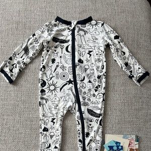 Kickee Pants zip coverall in Doodles print